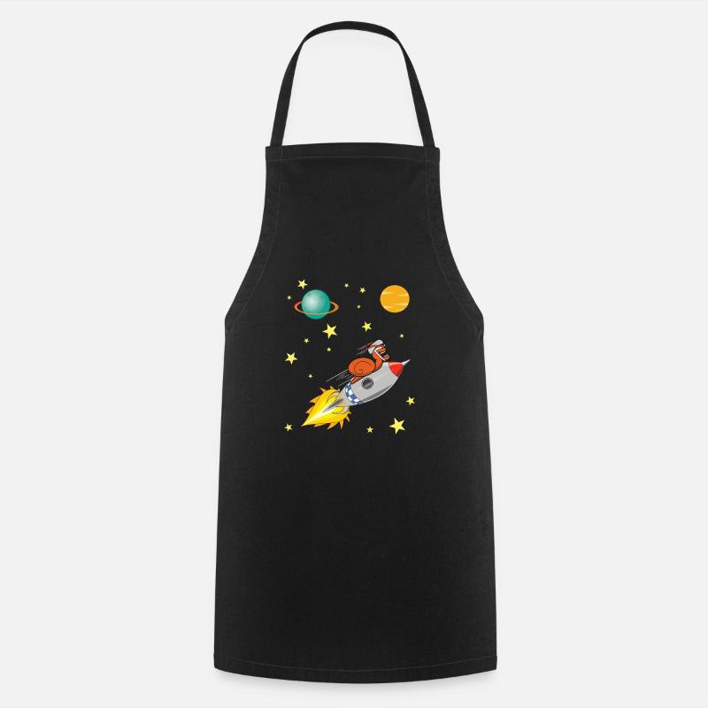 Escargot avec fusée voyageant dans l'espace - Tablier de cuisine - noir