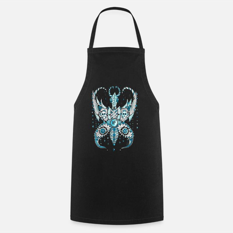 Butterfly Lilou Turquoise - Cooking Apron - black