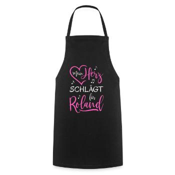 Mon cœur bat pour Roland - Tablier de cuisine - noir - Devant - AI Model Male 185 dark (185cm)