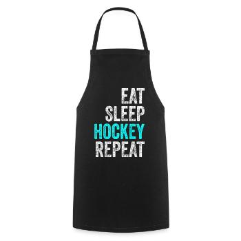 Eat Sleep Hockey Repeat hockey saying vintage - Cooking Apron - black - Front - AI Model Male 185 dark (185cm)
