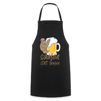 Saufen statt Laufen lustiger Spruch Faultier Bier - Kochschürze - Schwarz - Vorne - AI Model Male 185 dark (185cm)