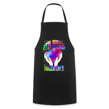 with heart and tolerance rainbow - Cooking Apron - black - Front - AI Model Male 185 dark (185cm)