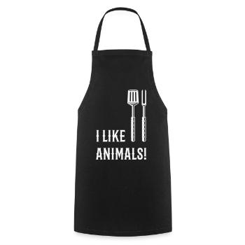 I Like Animals! (Grill Cutlery / White) - Cooking Apron - black - Front - AI Model Male 185 dark (185cm)