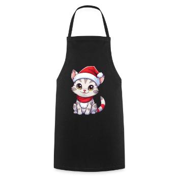 Chat Noël Chat De Noël Mignon Joyeux Catmas - Tablier de cuisine - noir - Devant - AI Model Male 185 dark (185cm)