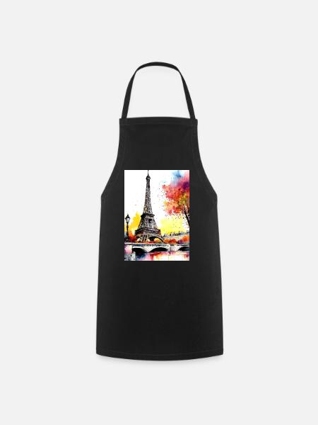 Eiffelturm im Herbst Aquarell - Kochschürze - Schwarz