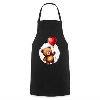 Bär mit Ballon - Kochschürze - Schwarz - Vorne - AI Model Male 185 dark (185cm)