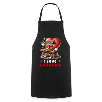 J'adore la cuisine italienne en forme de cœur de - Tablier de cuisine - noir - Devant - AI Model Male 185 dark (185cm)