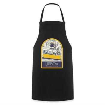 Illustration Bica funicular, Lisbon - Cooking Apron - black - Front - AI Model Male 185 dark (185cm)