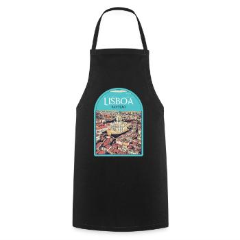 Pantheon District of Lisbon, Portugal - Cooking Apron - black - Front - AI Model Male 185 dark (185cm)