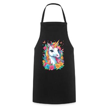 Cute Unicorn - Cooking Apron - black - Front - AI Model Male 185 dark (185cm)