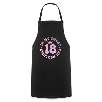 In My Sweet Eighteen Era 18th Birthday Groovy 18th - Cooking Apron - black - Front - AI Model Male 185 dark (185cm)