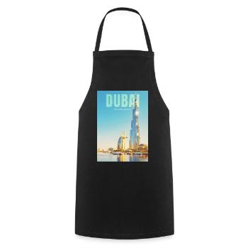 Dubai Skyline – Wüstenmetropole - Kochschürze - Schwarz - Vorne - AI Model Male 185 dark (185cm)