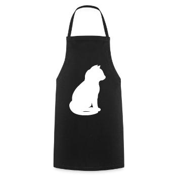 sitzende katzensilhouette v2 - Kochschürze - Schwarz - Vorne - AI Model Male 185 dark (185cm)