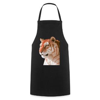 Floral Tiger with Flowers Headdress Ai-Art - Cooking Apron - black - Front - AI Model Male 185 dark (185cm)
