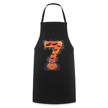 Design effrayant d’Halloween 7 avec citrouille et chauves-souris - Tablier de cuisine - noir - Devant - AI Model Male 185 dark (185cm)