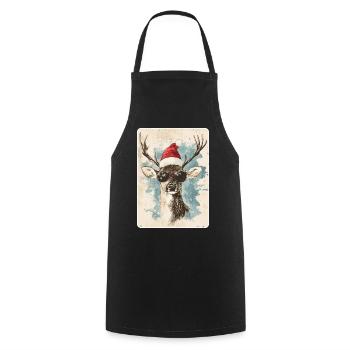 Reindeer Deer Antlers Reindeer Vintage Christmas - Cooking Apron - black - Front - AI Model Male 185 dark (185cm)