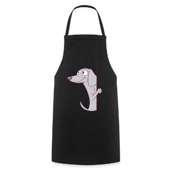 Chiot teckel drôle qui regarde, amoureux des chiots - Tablier de cuisine - noir - Devant - AI Model Male 185 dark (185cm)