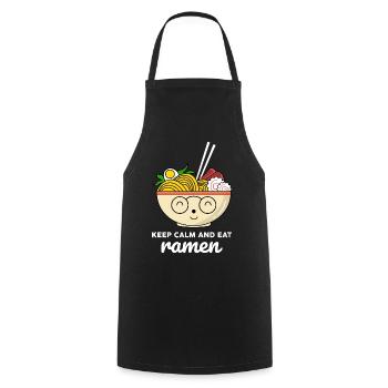 Chemise Kawaii Stay Calm Eat Ramen - Tablier de cuisine - noir - Devant - AI Model Male 185 dark (185cm)