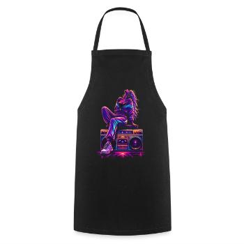Casual woman on the boombox in 80s style - Cooking Apron - black - Front - AI Model Male 185 dark (185cm)