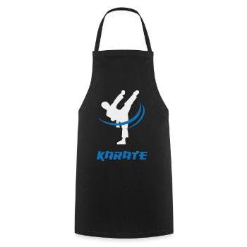 Idéal pour les fans de MMA. Coup de pied haut en karaté - Tablier de cuisine - noir - Devant - AI Model Male 185 dark (185cm)