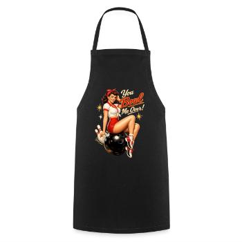 Retro Bowling Pin-Up Lady – You Bowl Me Over - Kochschürze - Schwarz - Vorne - AI Model Male 185 dark (185cm)