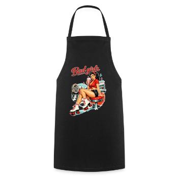 Retro Pin-Up Girl: Bad Girls 50s Diner Style - Cooking Apron - black - Front - AI Model Male 185 dark (185cm)