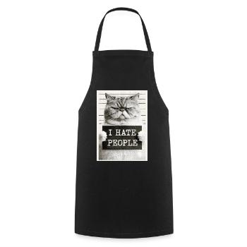 GrimmigerKater I HATE PEOPLE - Cooking Apron - black - Front - AI Model Male 185 dark (185cm)