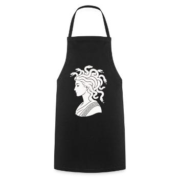 Medusa Kopf mit Schlangen - Kochschürze - Schwarz - Vorne - AI Model Male 185 dark (185cm)
