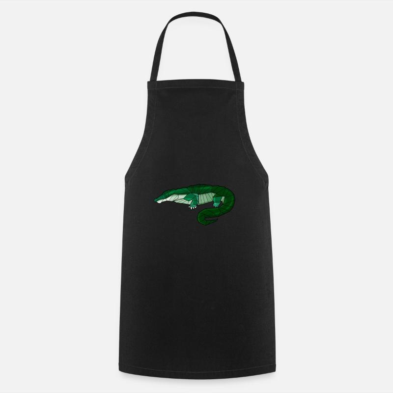 Geometric Crocodile Alligator - Cooking Apron - black