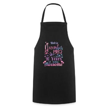 40th Birthday December 1982 Women 40 Years Old - Cooking Apron - black - Front - AI Model Male 185 dark (185cm)