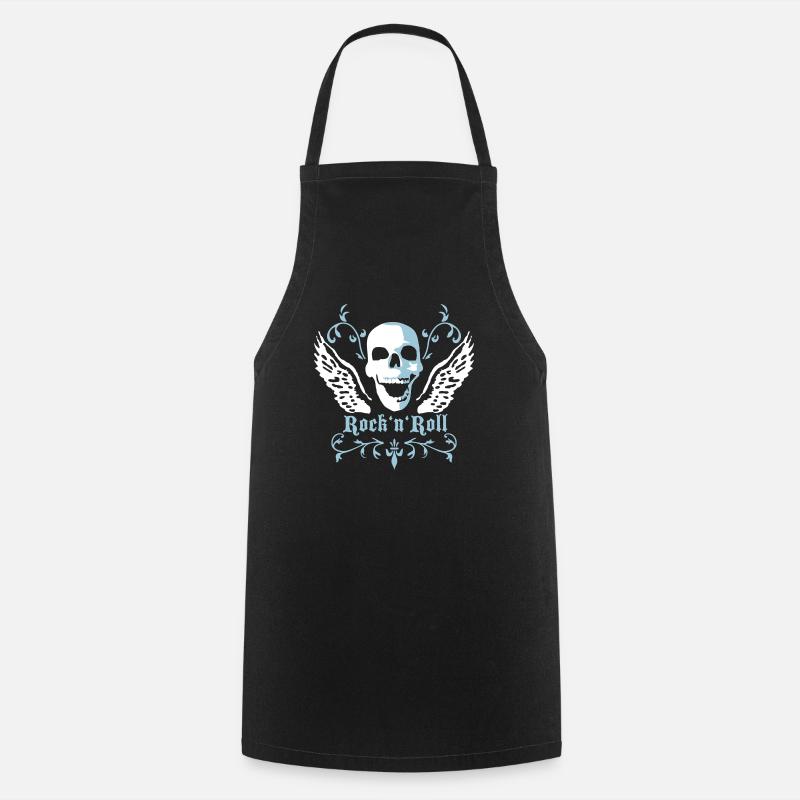 rock_n_roll_skull_2c - Cooking Apron - black