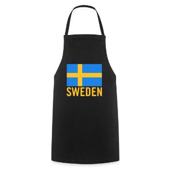 Schweden mit schwedischer Flagge - Kochschürze - Schwarz - Vorne - AI Model Male 185 dark (185cm)