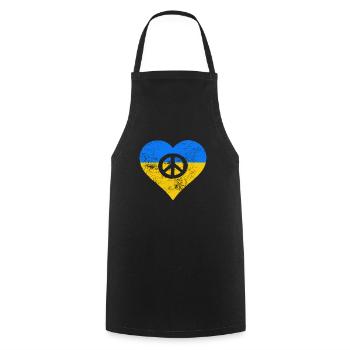 Ukraine War - Peace Sign in Heart - Cooking Apron - black - Front - AI Model Male 185 dark (185cm)