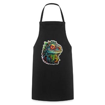 Lizard head in the jungle - Cooking Apron - black - Front - AI Model Male 185 dark (185cm)