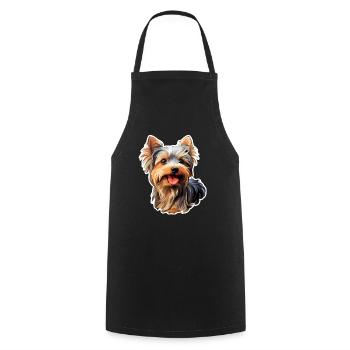 Yorkshire Terrier mignon - Tablier de cuisine - noir - Devant - AI Model Male 185 dark (185cm)