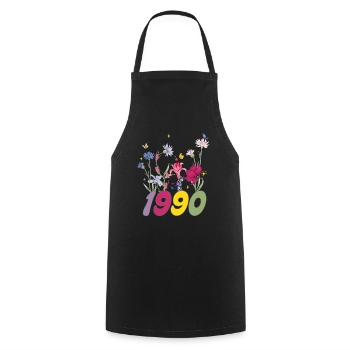 Year of birth 1990 wildflowers - Cooking Apron - black - Front - AI Model Male 185 dark (185cm)