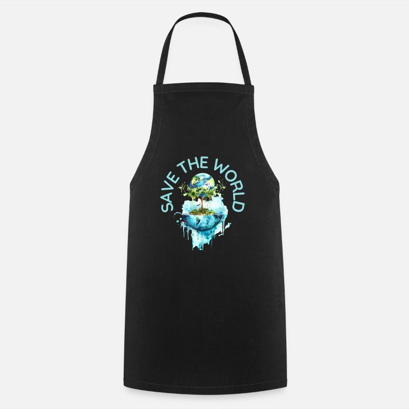 Save the World | climate change, co2, earth, environment - Cooking Apron - black
