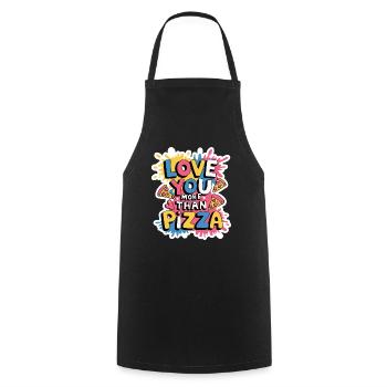 Je t'aime plus que la pizza 2025,valentine's day - Tablier de cuisine - noir - Devant - AI Model Male 185 dark (185cm)