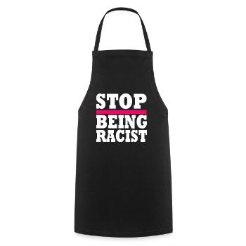 Stop being racist - Tablier de cuisine - noir - Devant - AI Model Male 185 dark (185cm)