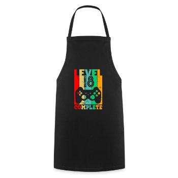 Level 18 Complete - Birthday 18 Years Gift - Cooking Apron - black - Front - AI Model Male 185 dark (185cm)