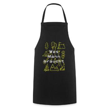 Was Mann braucht - Camping Natur und Wildnis Shirt - Kochschürze - Schwarz - Vorne - AI Model Male 185 dark (185cm)