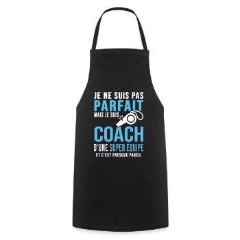 coach parfait super équipe club humour coach sport - Tablier de cuisine - noir - Devant - AI Model Male 185 dark (185cm)