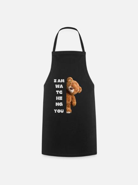Ours en peluche - je vous regarde - Tablier de cuisine - noir