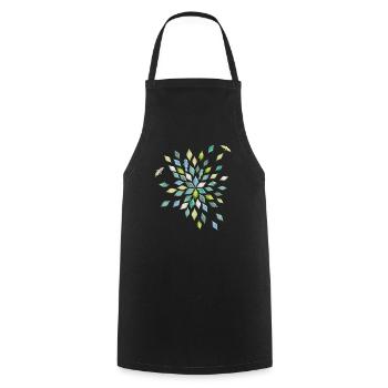 Feuilles et oiseaux en motif de fleurs - Tablier de cuisine - noir - Devant - AI Model Male 185 dark (185cm)