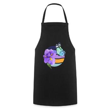 Beautiful butterfly with flower and wave pattern - Cooking Apron - black - Front - AI Model Male 185 dark (185cm)