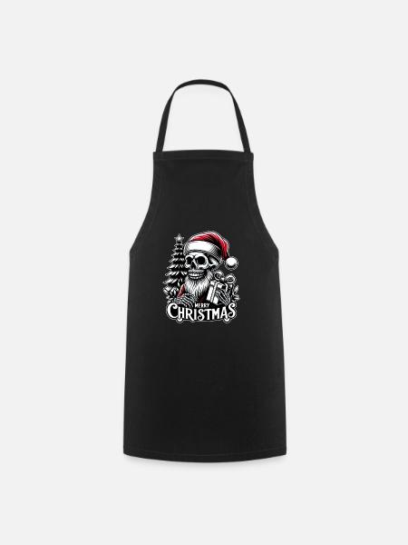 Gruseliger Weihnachtsmann Skull mit Päckchen - Kochschürze - Schwarz