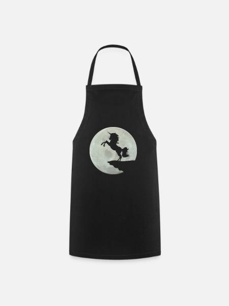 Einhorn Mondschein T-Shirt - Kochschürze - Schwarz
