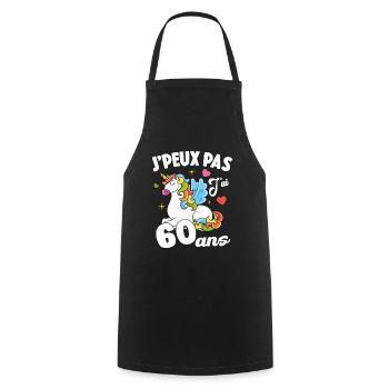 Je Peux Pas J'ai 60 Ans Anniversaire Cadeau - Tablier de cuisine - noir - Devant - AI Model Male 185 dark (185cm)