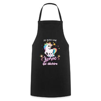 Je suis une licorne qui déchire - Tablier de cuisine - noir - Devant - AI Model Male 185 dark (185cm)