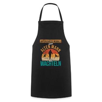 Wachtel Wachteln - Kochschürze - Schwarz - Vorne - AI Model Male 185 dark (185cm)